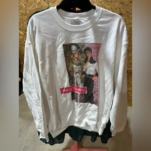 White Sweatshirt with Barbie Screenprint